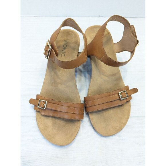 Vionic Noble Brown Laurie Wedge Sandals Tan Size 7 Comfort Beachy - Picture 3 of 15